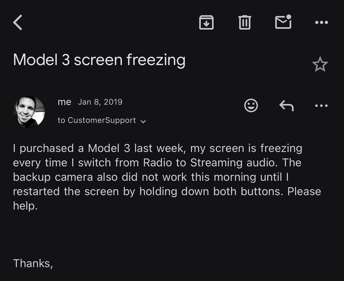Back when <a href="/Tesla/">Tesla</a> answered individual customer service emails. Also, when the M3 software was developing.