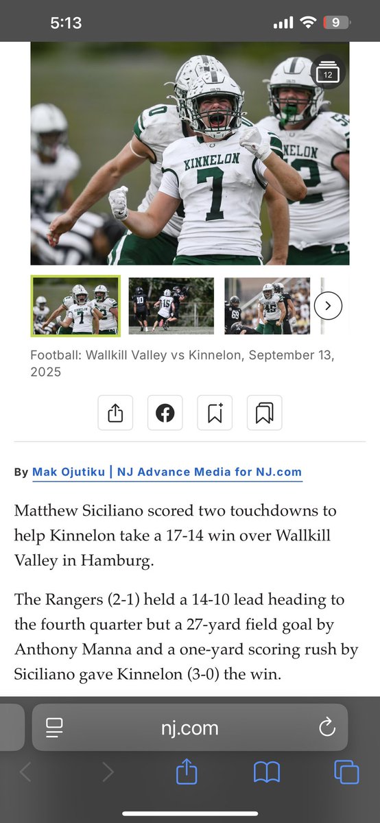 AManna66's tweet photo. Kinnelon vs Wallkill photos.  Kinnelon W. 17-14 https://t.co/gro9AVbU0G