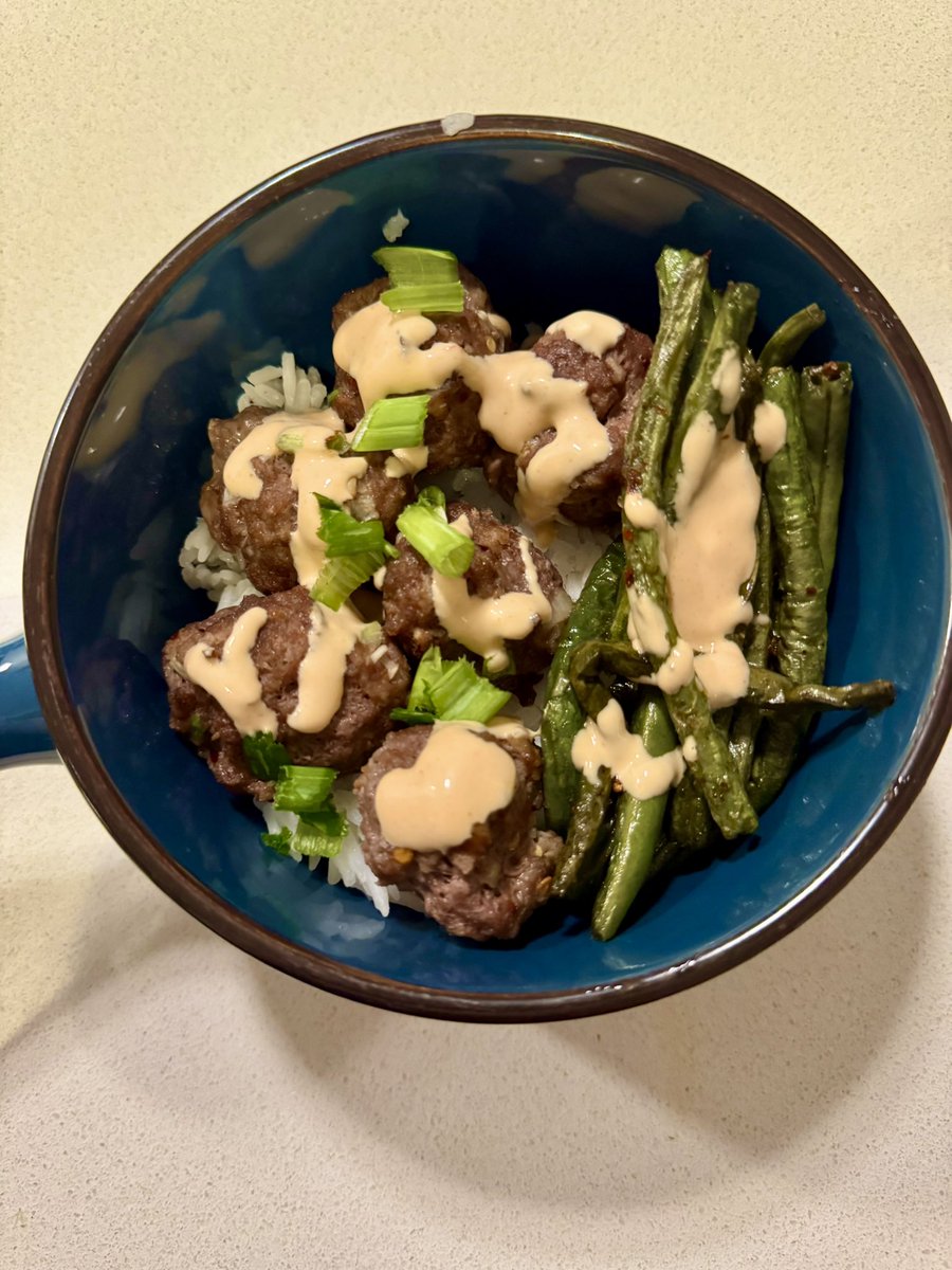 Tonight’s cooking adventure: firecracker meatballs, rice, and green beans 👩‍🍳🥘 <a href="/code_star/">Cody Blakeney</a>