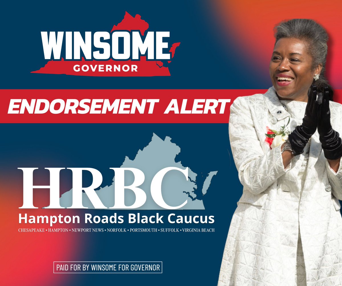 EllyKayUSA's tweet photo. @CandiMundonKing Congratulations to Lt. Governor @WinsomeSears for winning the endorsement of the Hampton Roads Black Caucus! #HRBC 🙌 https://t.co/PDHCMzU3WK