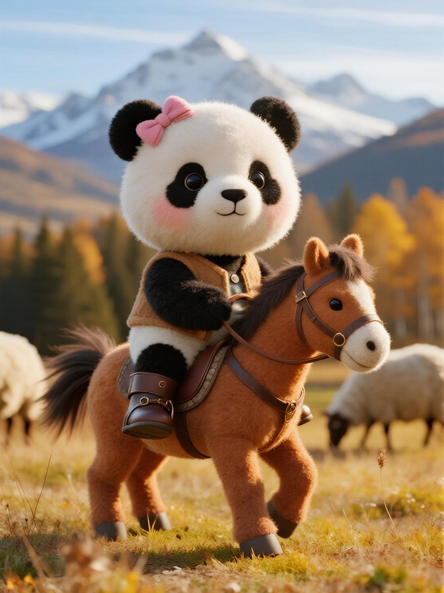 tan_hua18069's tweet photo. 🐎 Horseback riding in Tianshan Pasture!
Warning: Panda may attempt to eat grass instead of riding 😆 #PandaRider #XinjiangAdventure #AIArt #WoolFeltArt #MountainLife https://t.co/Pxs89JM50J