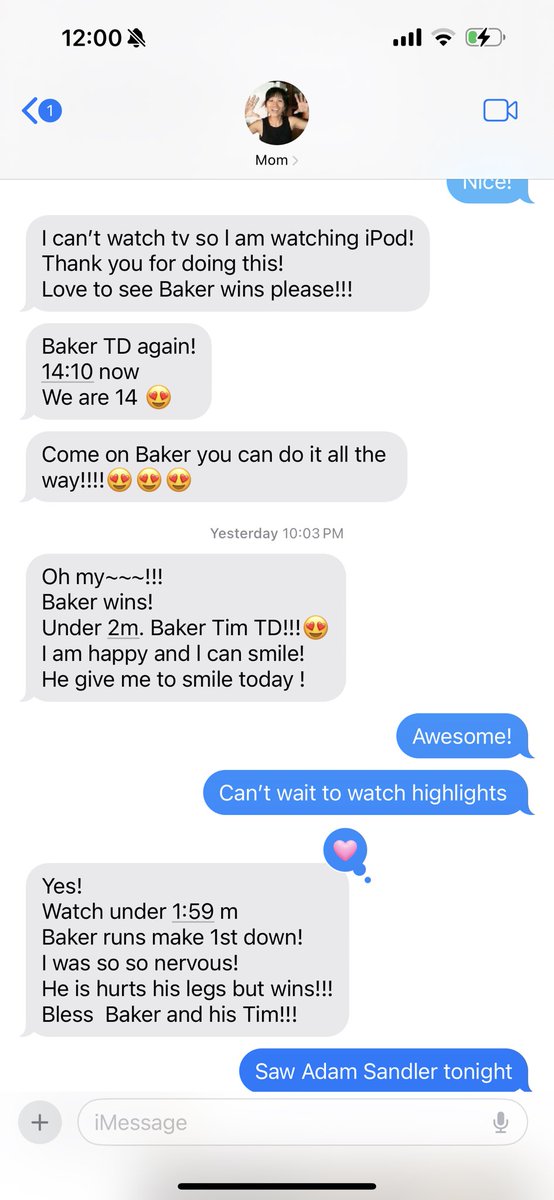 I think my mom is the biggest <a href="/bakermayfield/">Baker Mayfield</a> fan. Haha