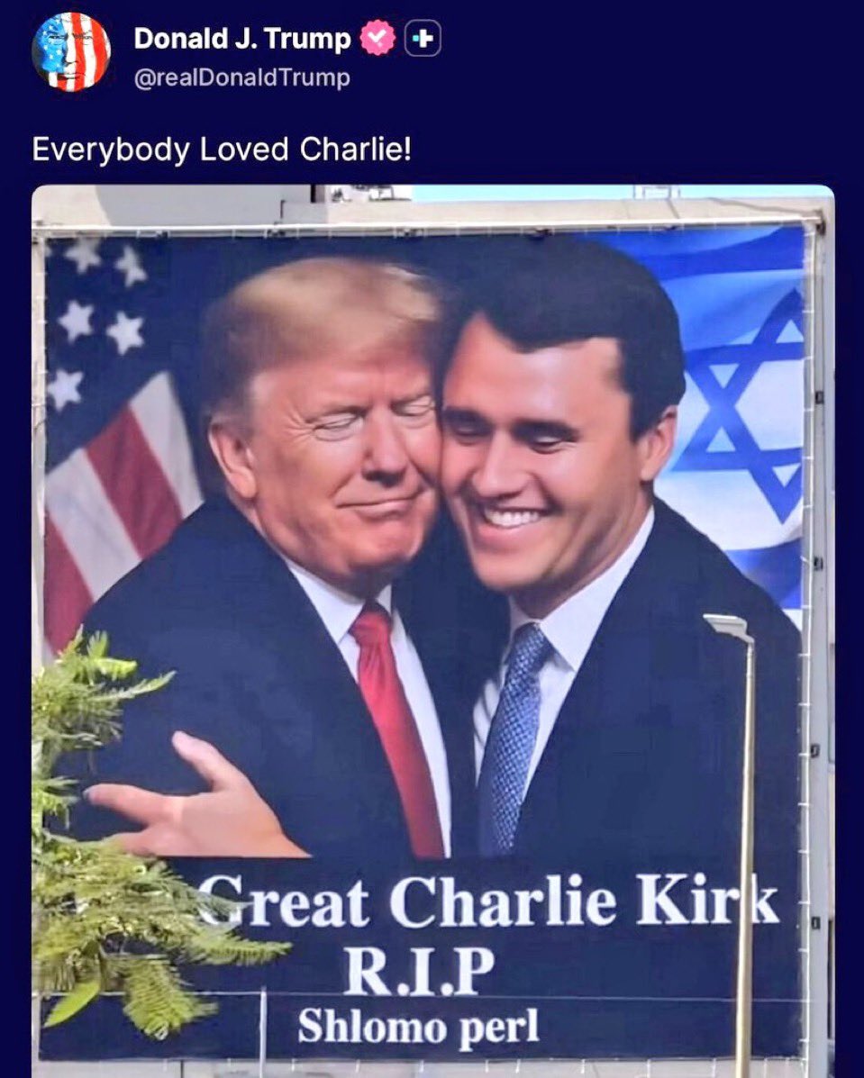 AdameMedia's tweet image. BREAKING: The Israeli memorial posted by Trump to eulogise Charlie Kirk was actually meant as an insult. 

Shlomo Perl is a term for a useful idiot.
