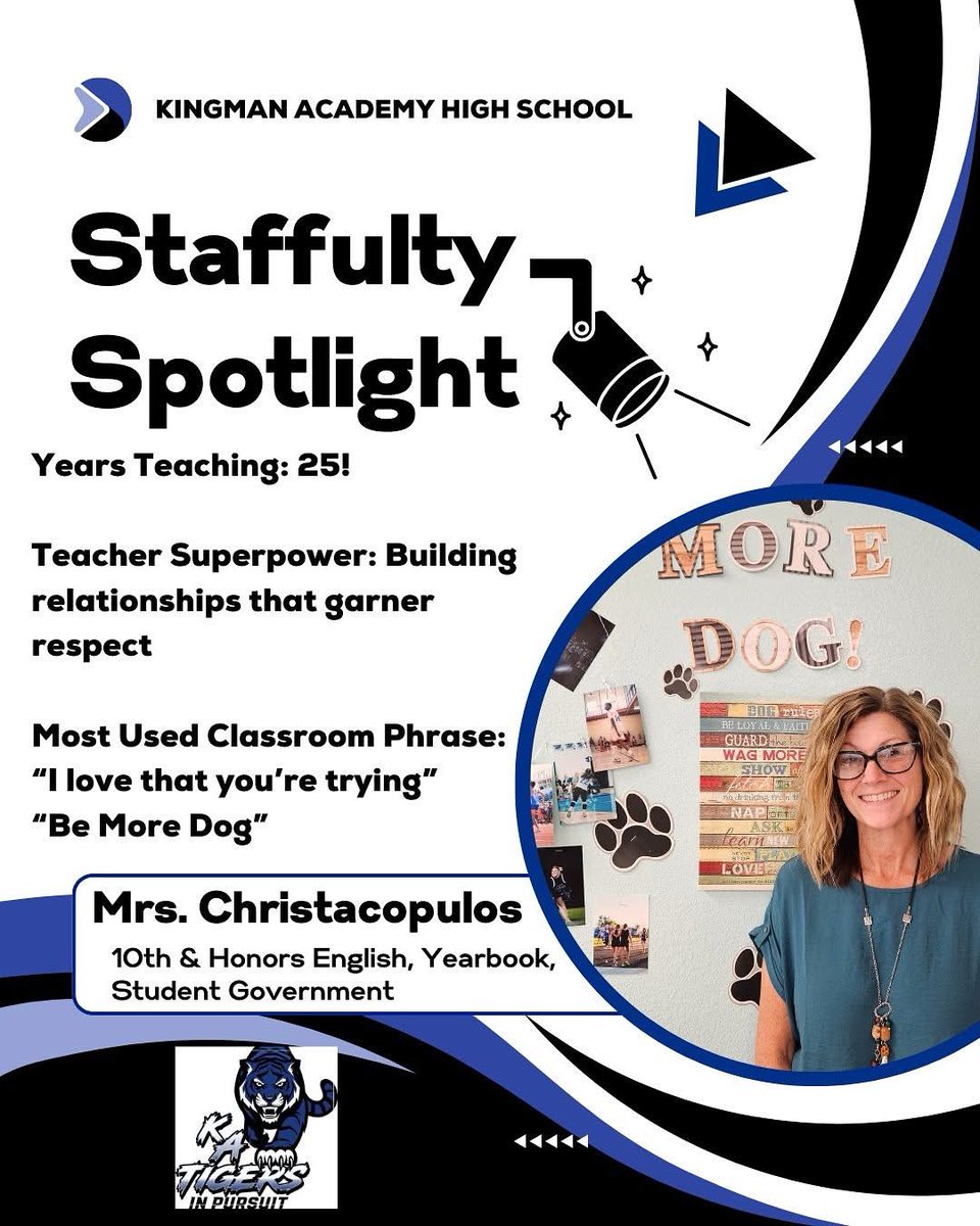 🎉The Fun Stuff 🎉
Mantra to live by: Be More Dog! and It’s all good!
Classroom unofficial theme song: “Don’t Stop Believing” and “Defying Gravity”
If she wasn't a teacher, she'd be a server, hair and nail technician, and a dog ranch owner