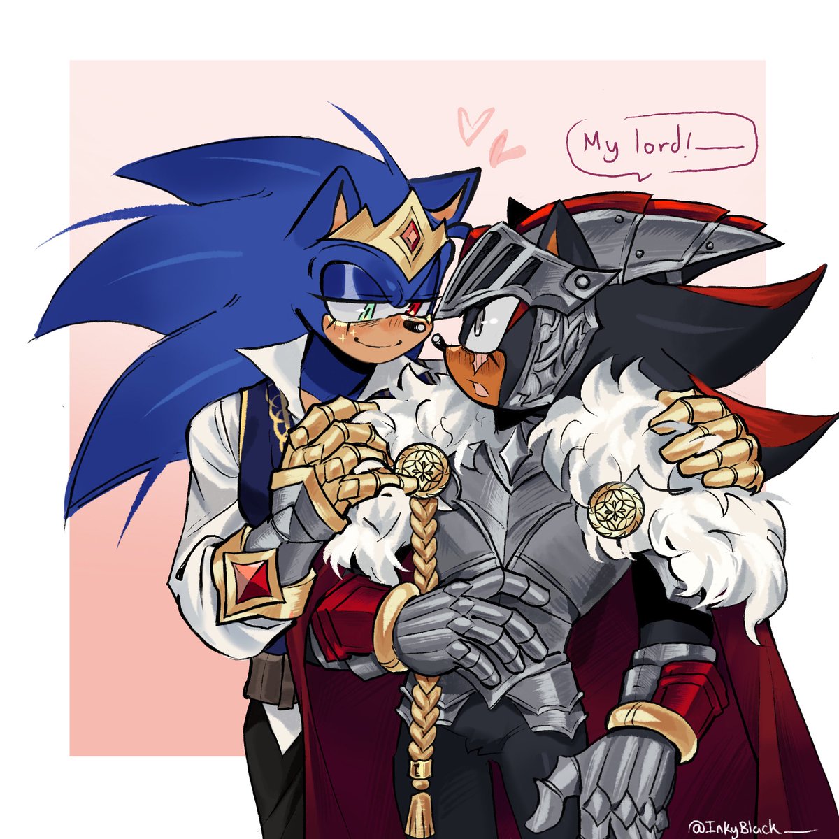 Some Arthurlot for an AU shared with oomf <a href="/sonictisms/">💢﹒ JOPHIEL ﹒⟢</a>… #sonadow #Arthurlot  Arthur offering his cape to Lancelot because he’s cold…💔