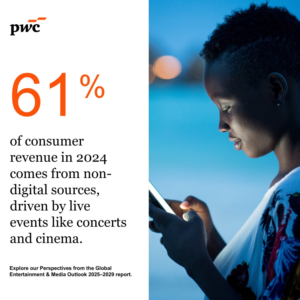 Despite the digital surge, non-digital consumer revenue remains dominant, contributing around 61% of overall consumer revenue in 2024. Live events, such as concerts and cinema, are major contributors to this figure. Record-breaking event spaces like The Sphere in Las Vegas and
