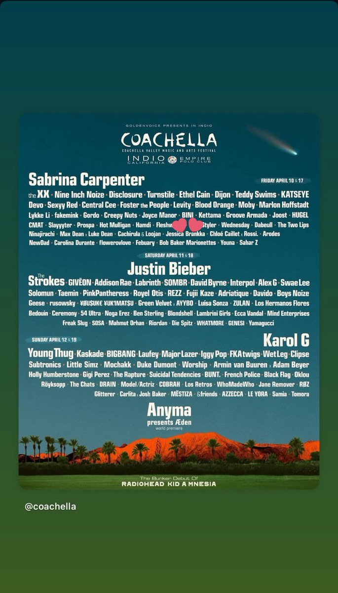 adorecolet's tweet photo. RT @starchivestacey: BINICHELLA IS FINALLY HAPPENING

via Stacey’s IG Story / Coachella IG post. https://t.co/zsOA1r787l