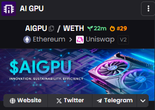 JoinAIGPU's tweet photo. $AIGPU has just been updated on Dexscreener!
https://t.co/5C4tsnLIP9
#AIGPU #Ethereum #AI #GPU https://t.co/20IBJvvpov