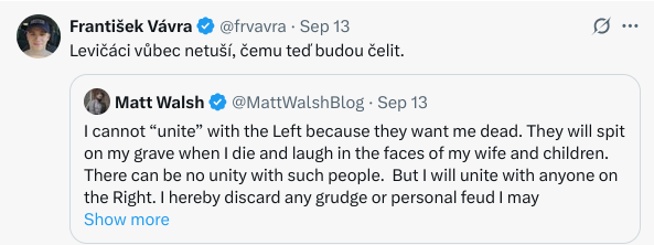 Víme. Zveřejníš osobní informace (včetně tel. čísla) holky, které začnou tobě podobní vyhrožovat.

<a href="/frvavra/">František Vávra</a> je produktem výmývání mozků místních "pravičáků".

Vaše hraní si na válku opravdu může vést k tomu, že jeden z vašich méně inteligentních sledujících vezme do ruky zbraň.