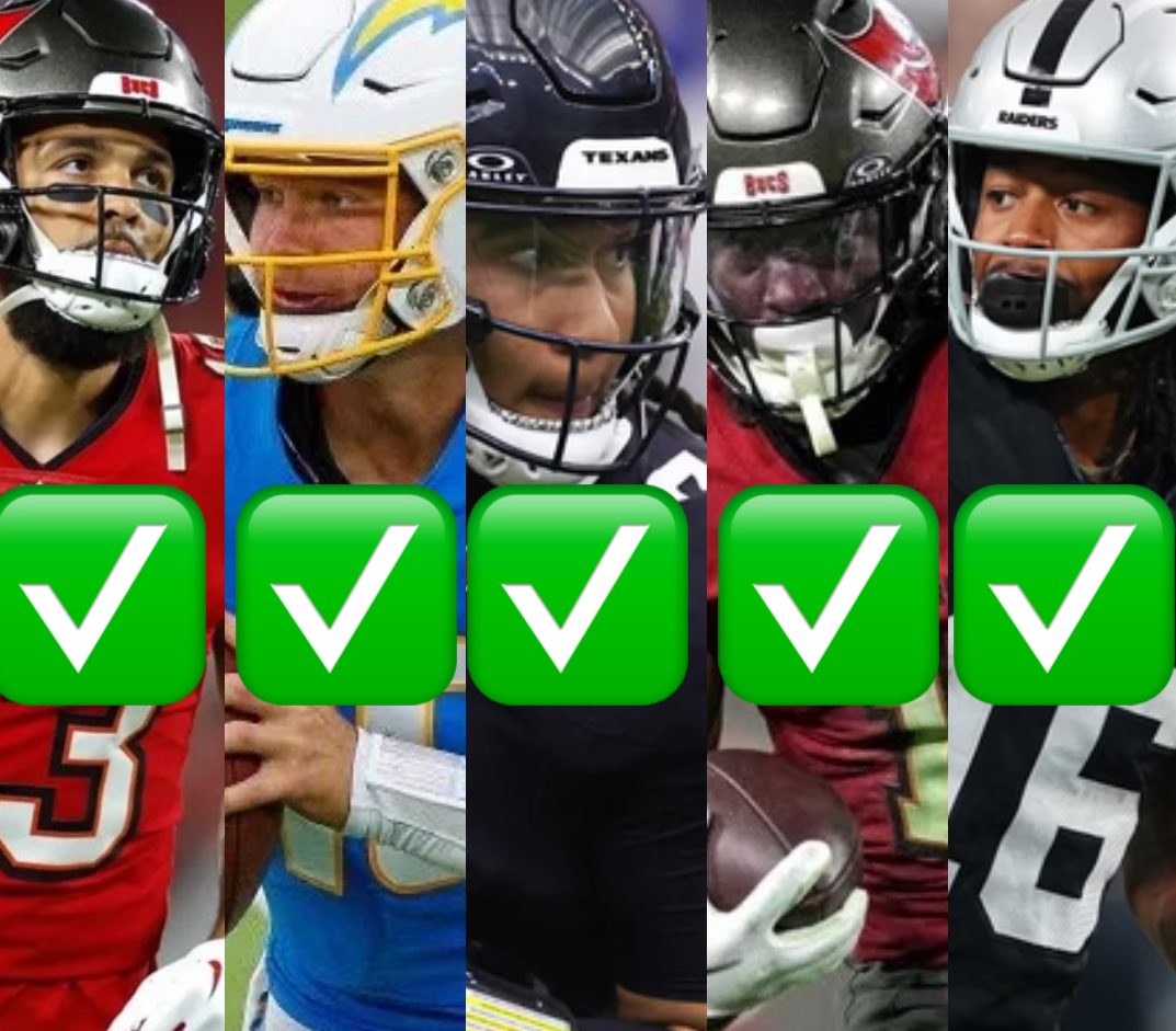 AlexCaruso's tweet image. $200 to Someone who LIKES This⬇️

5-0 NFL MEGA SWEEP 🧹 

Mike Evans Over 4.5 Receptions✅
Justin Herbert Over 14.5 Rush Yards✅
Jakobi Meyers Over 59.5 Rec Yards✅
Rachaad White Over 10.5 Rush Yards✅
CJ Stroud Over 10.5 Rush Yards✅

WE WENT OFF ON NFL TODAY🔥🚀

Let’s see…