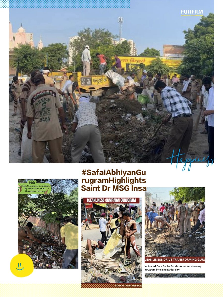 SejalInsa70830's tweet photo. 🌟 डेरा सच्चा सौदा ने गुरुग्राम में 36वां #SafaiAbhiyan सफलतापूर्वक आयोजित किया! 🚮
✔️ 2800 टन कचरा सिर्फ़ 7 घंटे में हटाया
✔️ लाखों सेवादार भारत-विदेश से
✔️ 4 ज़ोन में विभाजित कार्य
सभी ने मिलकर शहर को नया रूप दिया 
प्रेरणा: Saint Dr. MSG Insan 🌼
#SafaiAbhiyanGurugramHighlights https://t.co/Z8QasntjNb