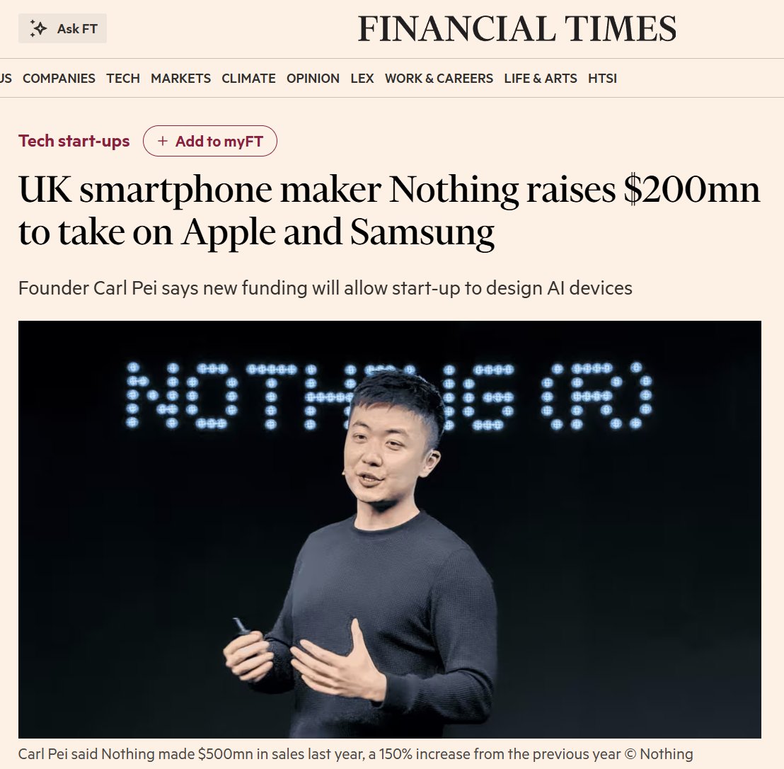 getpeid's tweet image. Excited to welcome Tiger Global, @nikhilkamathcio &amp;amp; Qualcomm Ventures as new partners on our journey.

Big thanks to GV, EQT &amp;amp; Highland Europe for backing us again, and to the Nothing team for making it all possible. This is only the beginning.