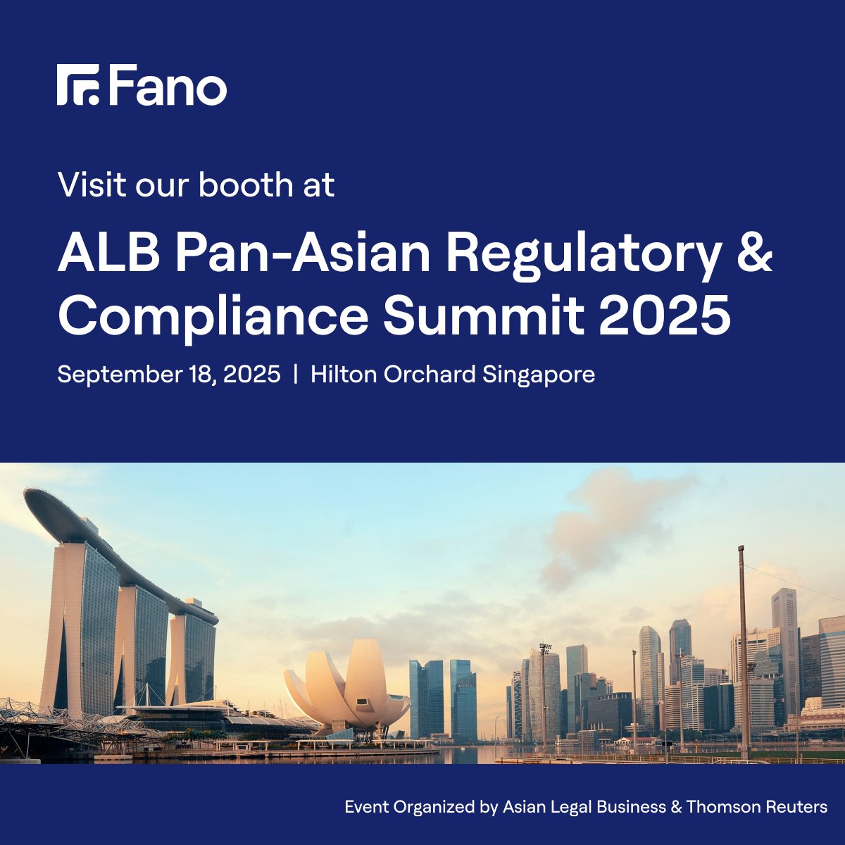 Meet #Fano at ALB Pan-Asian Regulatory &amp; Compliance Summit 2025 in Singapore on Sept 18! Learn about how Fano's AI-powered #VoiceAI solutions turns compliance into a strategic advantage 🌟