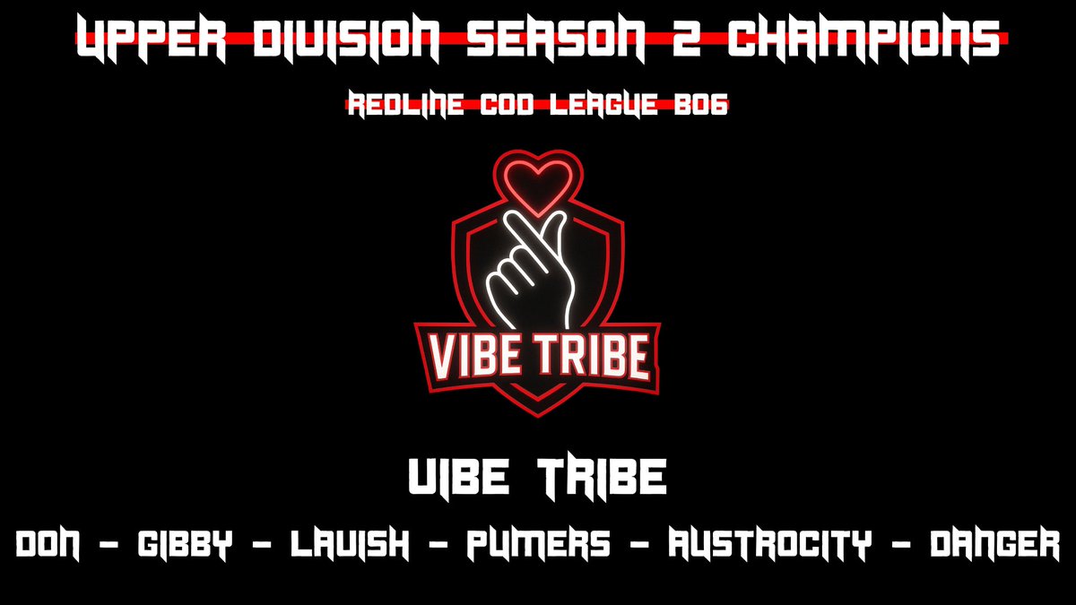 Congrats to our BO6 S2 Upper Division Champions: Vibe Tribe

They won 4-0 in grand finals against Arsyn!!