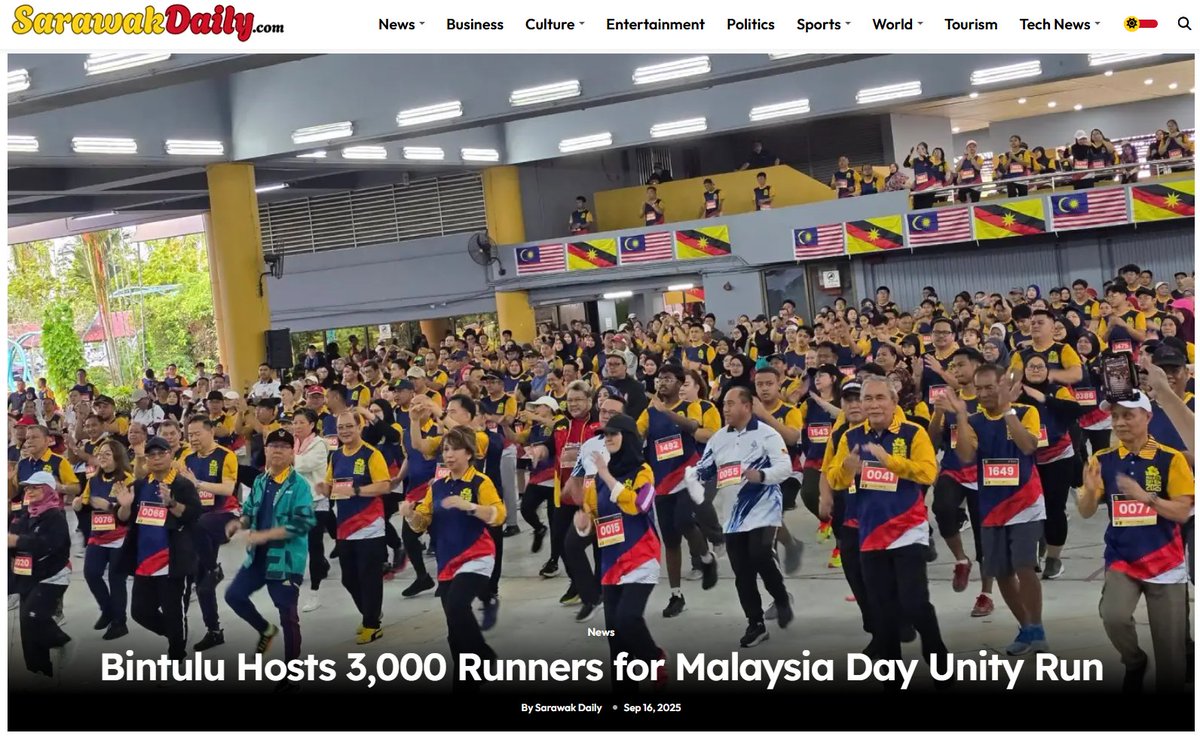 Sarawak_Daily's tweet image. Bintulu’s Malaysia Day Run drew 3,000 participants, promoting unity and fitness! 🏃♂️
🏅 Join the story:
sarawakdaily.com/bintulu-malays…
#MalaysiaDay #Bintulu #UnityRun #SarawakDaily #KuchingKing