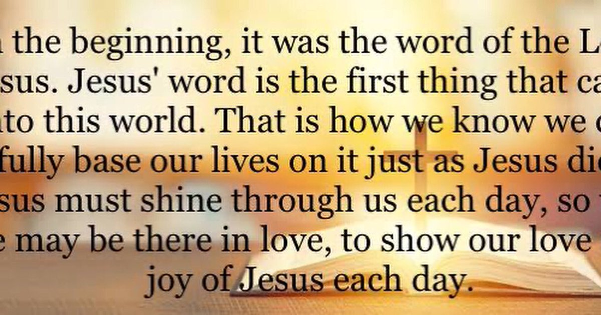 Jesus must shine through us each day, so that we may be there in love, to show our love and joy of Jesus each day.