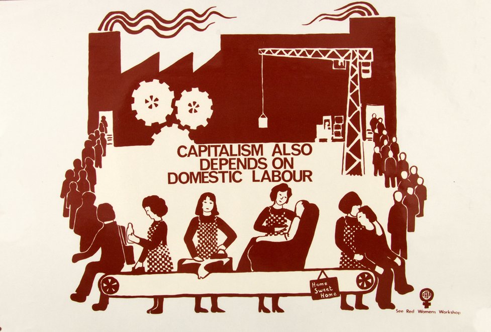 'Capitalism also depends on domestic labour' by See Red Womens Workshop, feminist silk-screen poster collective, UK (1970s-90s) #ReframingWomenPrintmakers