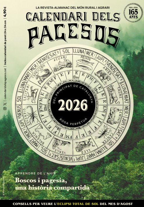 Amb goig us comuniquem que aquesta setmana ja ha entrat a impremta el Calendari dels Pagesos 2026. Amb aquesta edició, ja en són 165, sense que s'hagi deixat de publicar ni un sol any ! Quan surti a la venda us ho farem saber.