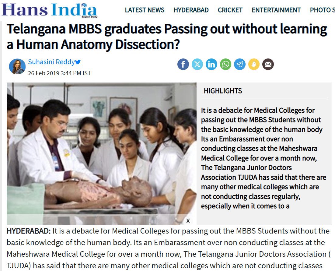 TMMAOfficial's tweet photo. Why Govt. of Telangana adamant to provide quality medical education to Medical Students in the state?

The latest recruitment notification released by GMC, Suryapet dated 9 September 2025 denies eligibility for MSc Medical Postgraduate teachers despite clear regulations by the NMC 2025.

The medical education in the state and across the country is suffering due to extreme faculty deficiencies and especially in pre and para clinical (non-clinical) specialties such as Anatomy, Physiology, Biochemistry, Microbiology and Pharmacology. Identifying the areas of concerns, NMC notified TEQ 2025 by increasing the percentage of appointments of non-MBBS Medical Postgraduate teachers i.e. MSc Medical Postgraduates (qualified from NMC recognized Medical Institutions) in the said departments to up to 30% so as to meet the demands of medical education.

Despite the clear regulations and recommendations by the National Medical Commission, the institutions under Govt. of Telangana frequently omit the qualifications of MSc Medical Postgraduates from faculty recruitment notifications thus leading to faculty shortages in the Govt. Medical Colleges.

@revanth_anumula @DamodarCilarapu @TelanganaCMO @CollectorSRPT @TelanganaToday @eenadulivenews @etvtelangana @tv5newsnow @Xpress_edex @timesofindia @the_hindu @MoHFW_INDIA @NITIAayog @JPNadda @PMOIndia @narendramodi @BRSparty @BRSHarish @BrsSabithaIndra @BRSParty_News @jagadishBRS @NMC_BHARAT 

PS: Find the notification by the GMC Suryapet and the representation given to the authorities by TMMA in the thread of this post

TMMA has given multiple representations from time to time to the concerned officials in Telangana without much/ significant response from the authorities.