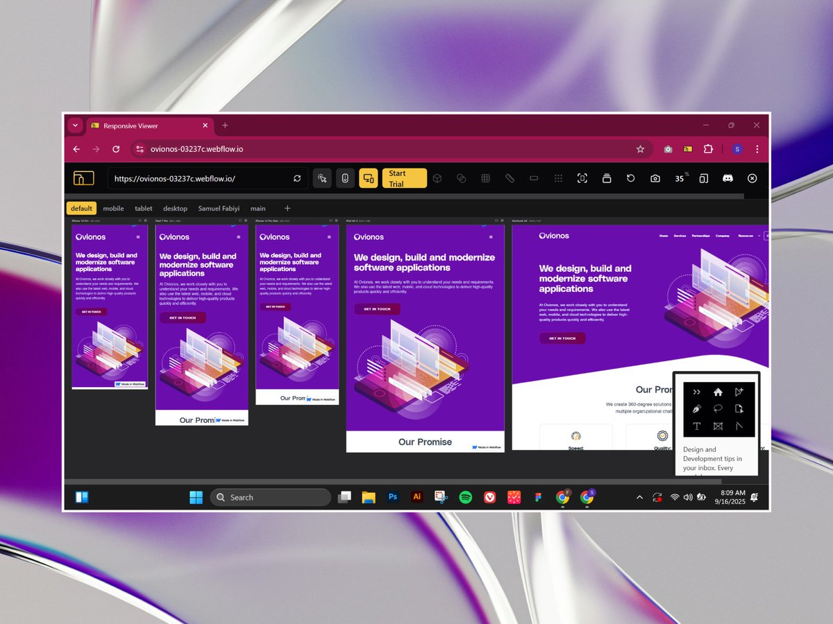 d_realolumide's tweet image. Every Webflow site I build = fully responsive ✅
Here’s how my latest project looks across breakpoints 📱💻
#Webflow #ResponsiveDesign