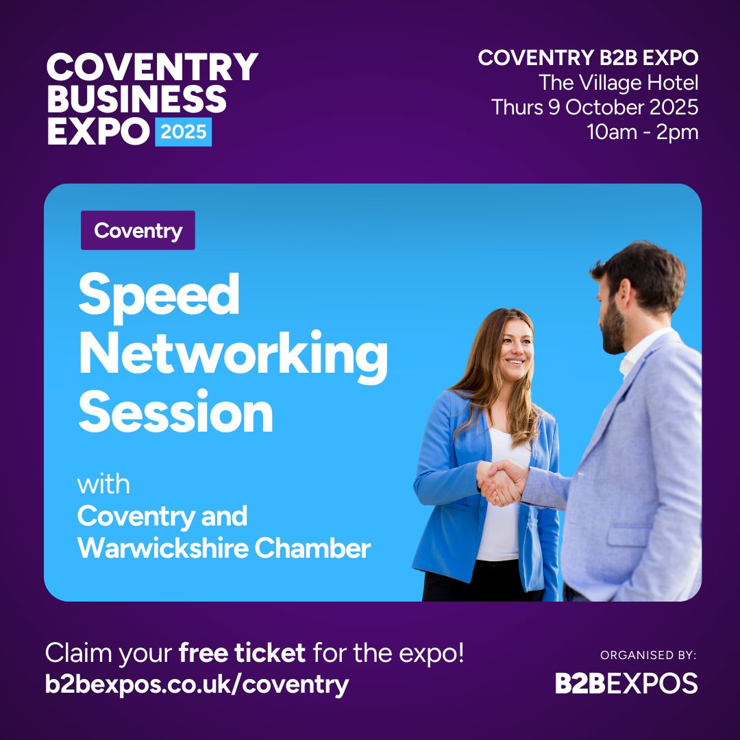 B2B EXPOS | Join us at Coventry’s largest business show! As part of the day, we will be hosting a high-energy Speed Networking Session - the perfect opportunity to meet fellow professionals, exchange ideas, and grow your network fast!

Book now👉b2bexpos.co.uk/speakers/speed…