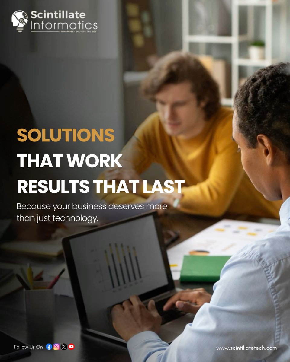 scintillateinfo's tweet image. 💡 At Scintillate Informatics, we go beyond technology — we deliver solutions that work and results that last.
Empowering businesses with innovation, trust, and long-term growth. 🚀
Let’s build your success story together.
#BusinessSolutions #DigitalGrowth #ScintillateInformatics