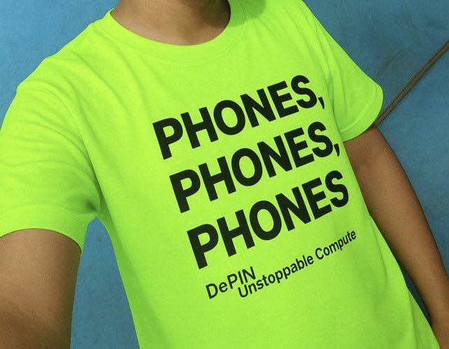 Yashsharma8588's tweet image. Rocking my neon green “Phones, Phones, Phones” shirt! Loving the vibe of #DePIN and the power of Unstoppable Compute 💚Thanks
@Acurast
📷 #UnstoppableCompute