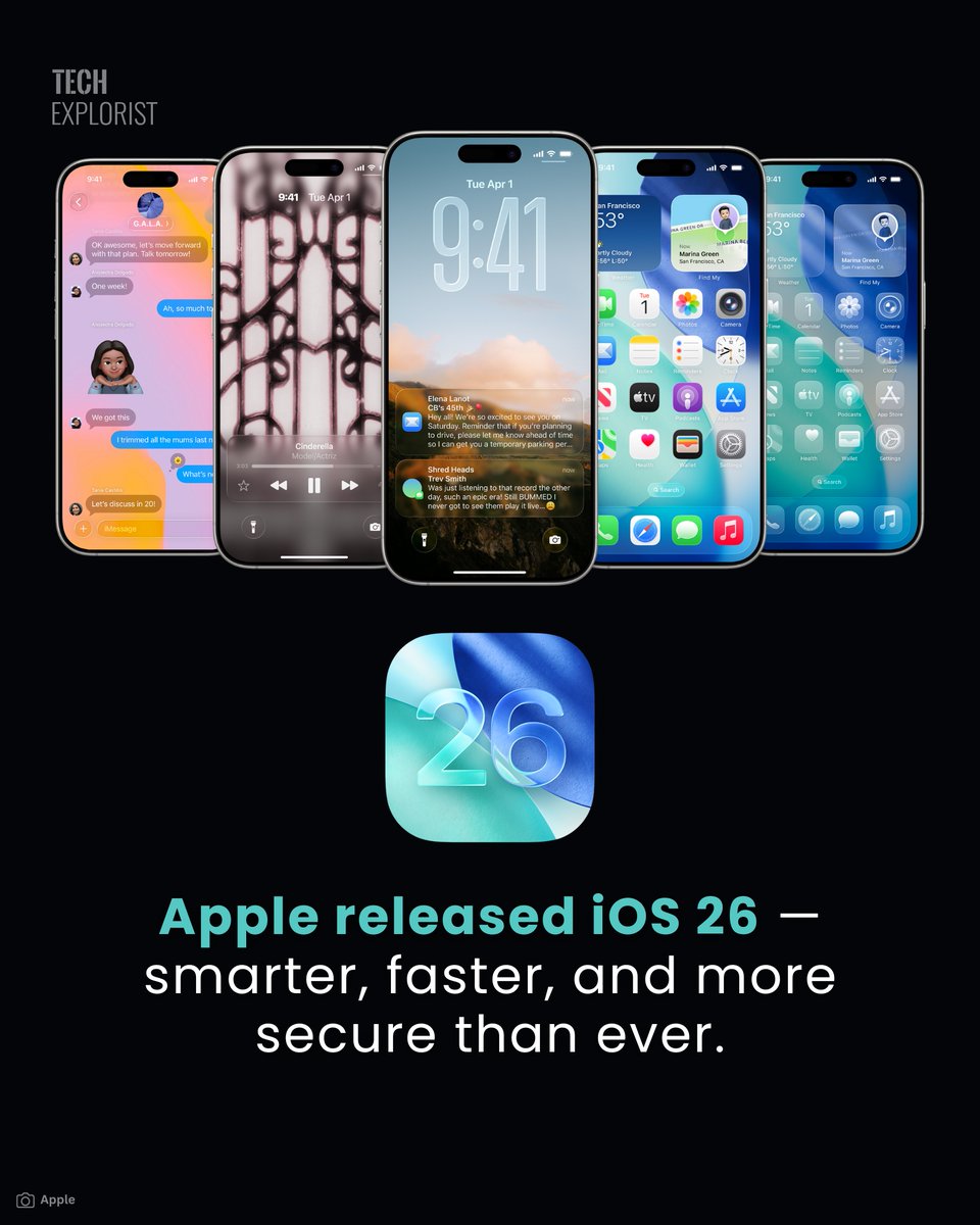 TechExplorist's tweet image. iOS 26 brings a refined design, improved performance, and advanced privacy features, redefining the iPhone experience.

Have you tried the update yet? 🚀🍏 

#iOS26 #TechUpdate