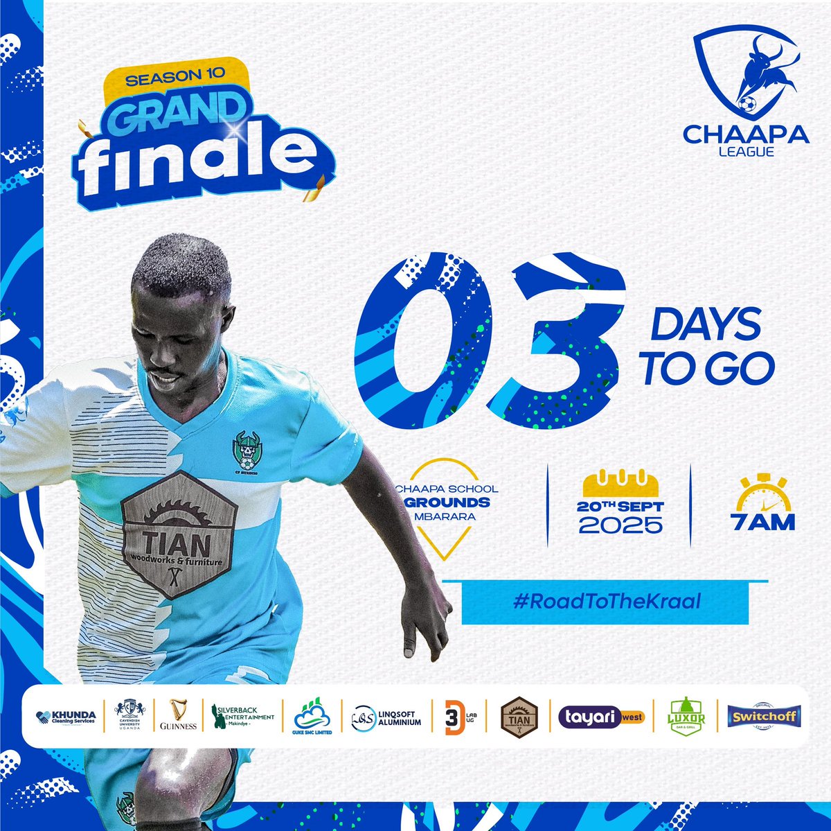 08Burdizo's tweet photo. "It's coming home, tell the world it's coming home."
@ChaapaLeague season 10 Finals are just a few nights away. The clock is ticking, come witness history being madeπ€π€π―
#RoadToTheKraal
#EnyondoSeason10
#YetwareOtatomerwaEnyondo
#ForTheWin
#3TimeChampsLoading https://t.co/Fx2wVNetB5