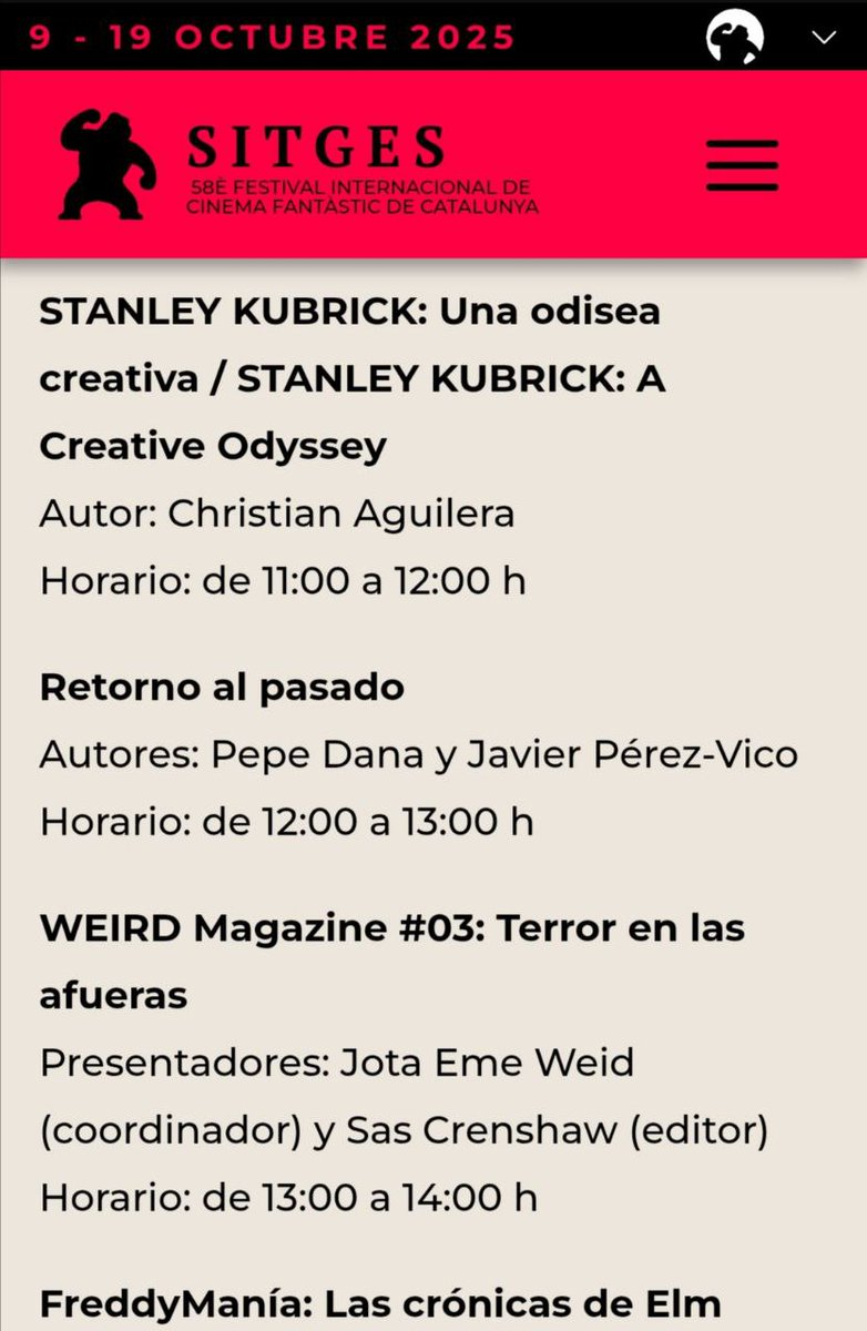 El próximo domingo 12 de octubre, a las 13h, tenemos una cita en la carpa Fnac del <a href="/sitgesfestival/">Sitges Film Festival</a>

Presentación de Weird Magazine 3. una entrega repleto
A de matarifes endogámicos, asesinos rurales y señoritos de ciudad convertidos en carne de cañón. 

Os esperamos.