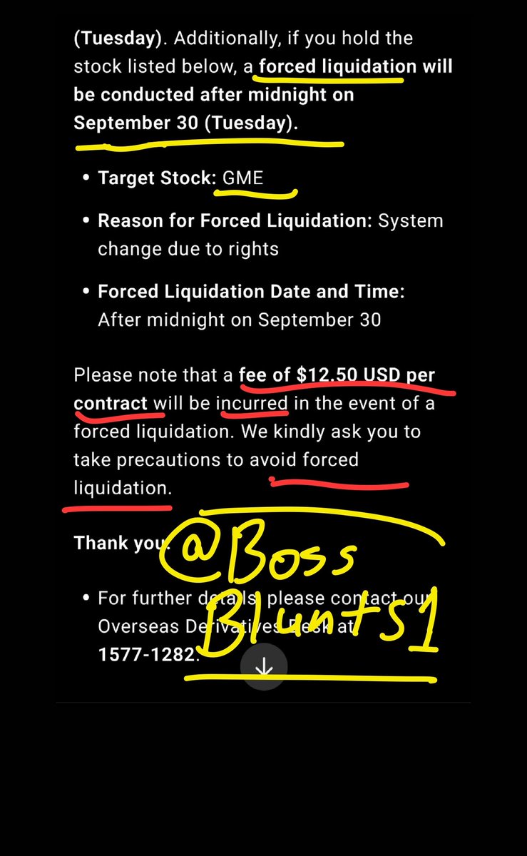BossBlunts1's tweet image. 🚨 GAMESTOP SHARES BEING FORCED LIQUIDATED 🚩🚩

Boys and Girls, we just found out who's naked $GME stock. 

Stock broker-dealer, Korea Investment &amp;amp; Securities (subsidiary of BNP Paribas, prime brokerage parent co) just told clients they’ll be force-liquidated out of $GME options…