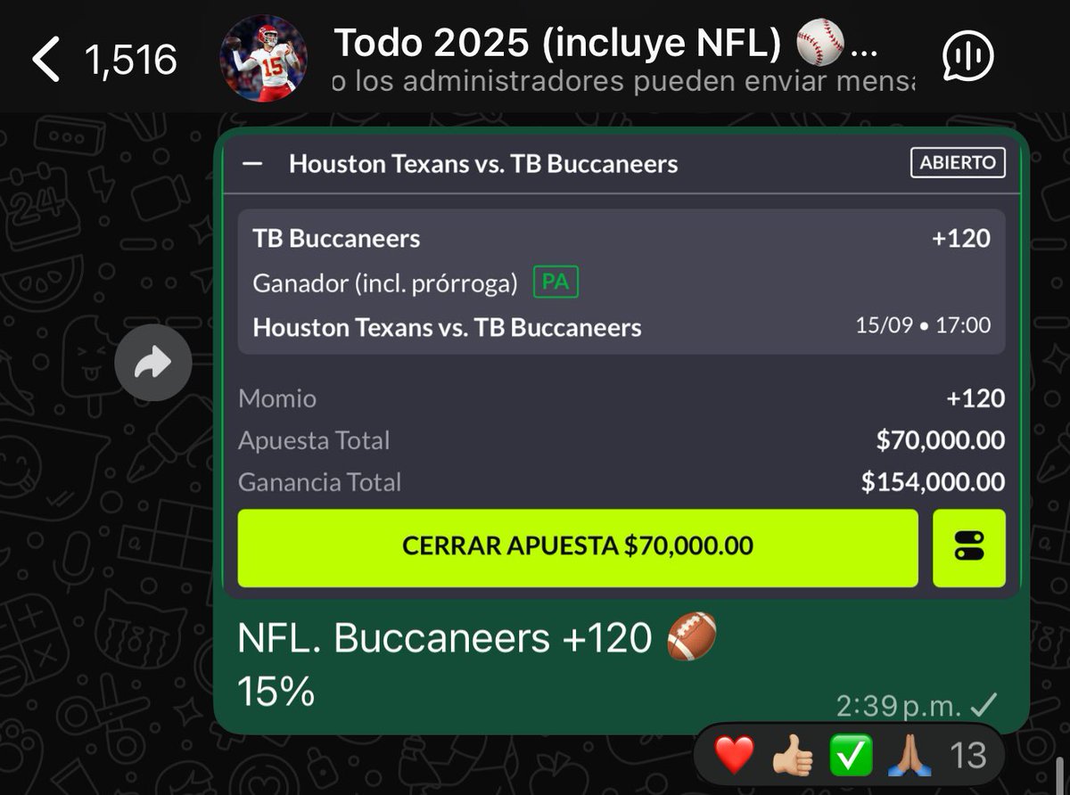 hugowx_'s tweet photo. Otro gran día premium, seguimos forrándonos con mi NFL alv 🤩

- Buccaneers ML (+120) ✅✅✅
- Parlay MLB (+102) ✅✅✅
- Chargers (-120) ✅✅✅

Puras ganancias 💸 https://t.co/2W7ODoA4Dt