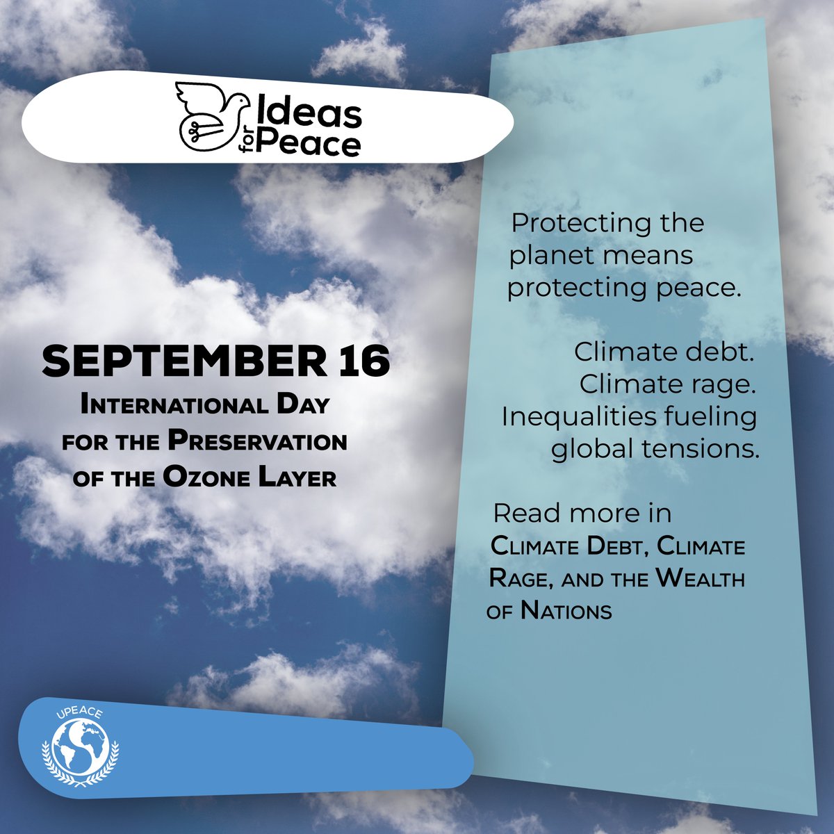 🌍 Sept 16 | #OzoneDay
The climate crisis isn’t equal: wealthier nations pollute most, while vulnerable communities suffer most.
✍️ Explore “Climate Debt, Climate Rage, and the Wealth of Nations”.
#IdeasforPeace #Global #ClimateJustice