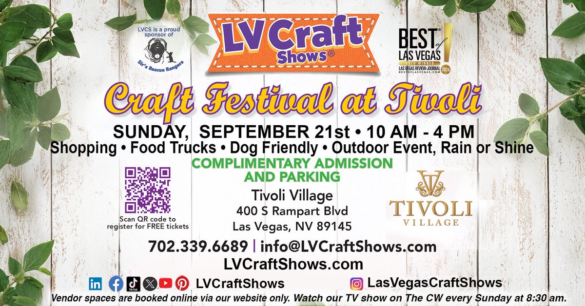 LVCraftShows's tweet photo. THIS Sunday! At Tivoli! 10 am to 4 pm!!!
Shopping, Food, Dog Friendly. Come see us! https://t.co/cl0gSYWCRY