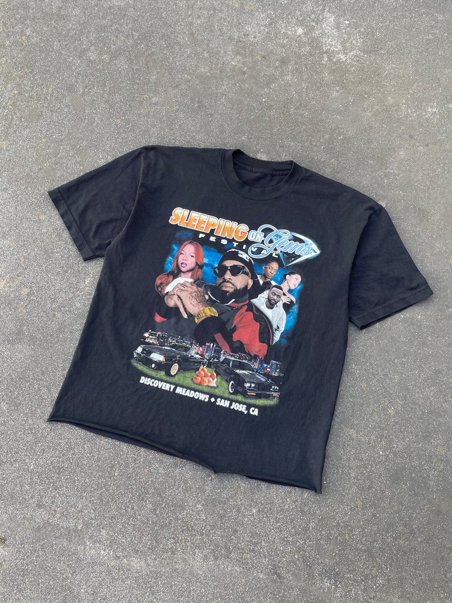 juboslaps's tweet photo. Made this bootleg event tee for the first ever Sleeping on Gems festival in San Jose 🤌🏾 https://t.co/foNkCogRm6