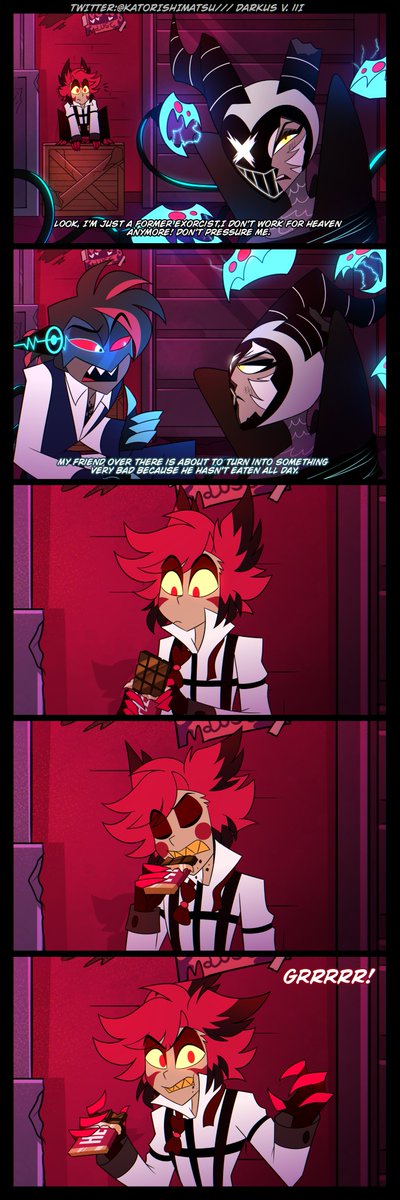 katorishimatsu's tweet photo. Grrr 🦌🍫

#HazbinHotel #HazbinHotelFanart   #voxvel #Staticdoll #charlastor #radiobelle #fankid https://t.co/mmaPgUWgMX