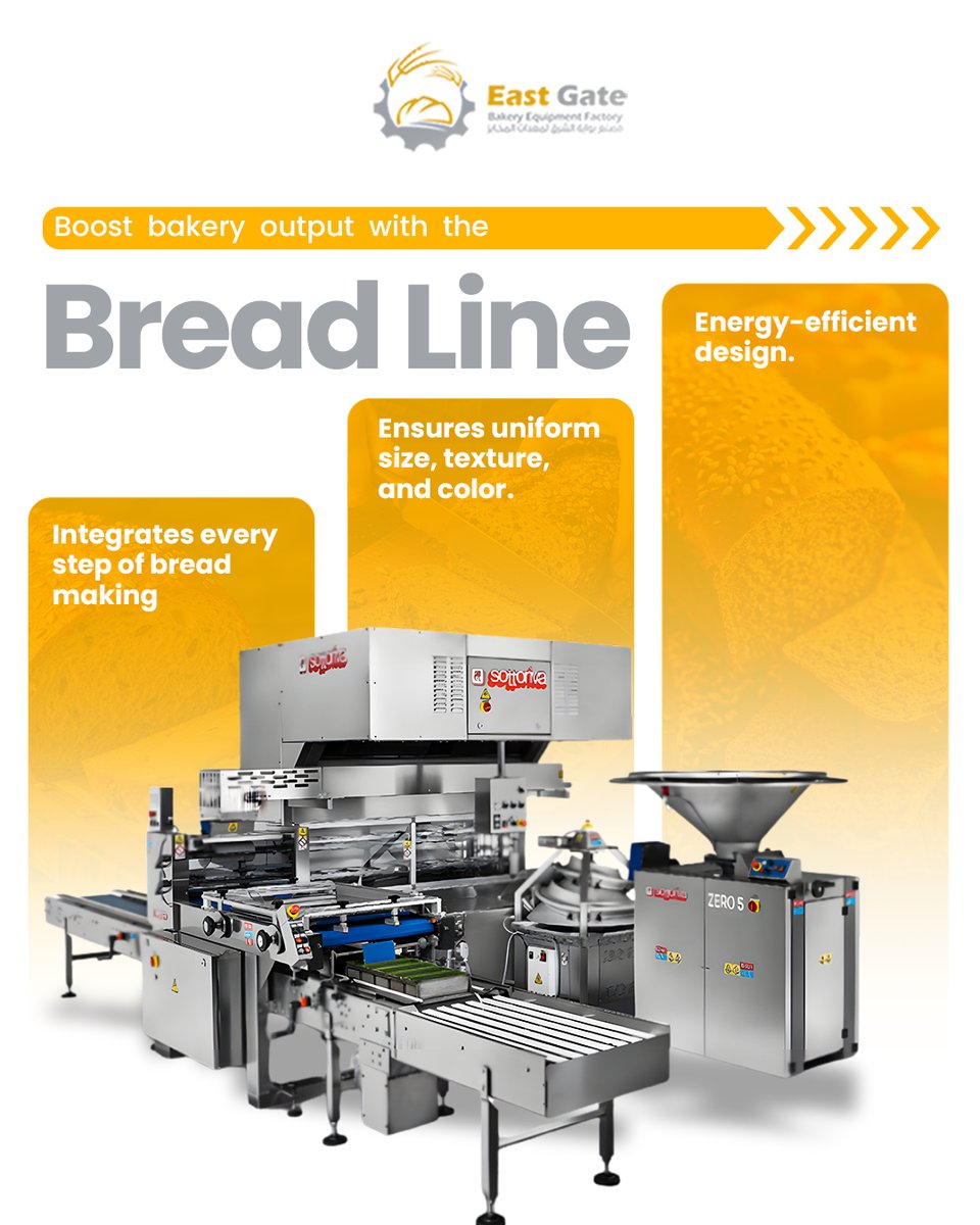 EastGateFactory's tweet image. Every loaf counts! 🍞 Our bread production line guarantees soft, fluffy perfection.

📩 Get in touch to learn more or request a quote!
☎️ +97125501242 / +971509988411
💻 eastgatefactory.ae
Whatsapp: wa.me/971509988411

#BreadLine #BreadProduction #BakeryEquipment