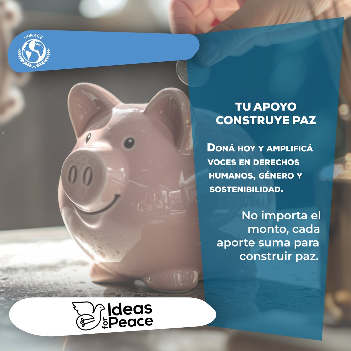 🤝 Con tu donación a Ideas for Peace ayudás a amplificar voces que trabajan por derechos humanos, sostenibilidad y más.
✨ Cada aporte cuenta.
👉 Doná hoy: upeace.org/donations-idea…