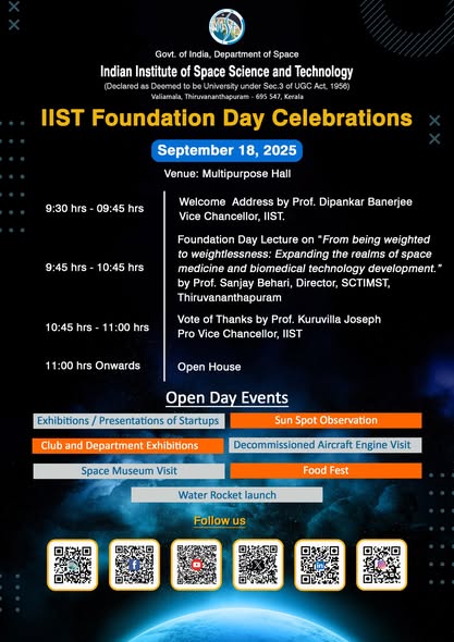 IIST_Trivandrum's tweet image. #spacescience #spacescienceeducation #invitedlecture #SCTIMST #spacemedicine #SpaceBiology #ScienceExhibition #Labvisit #waterrocketlaunch #foodfestival #startups