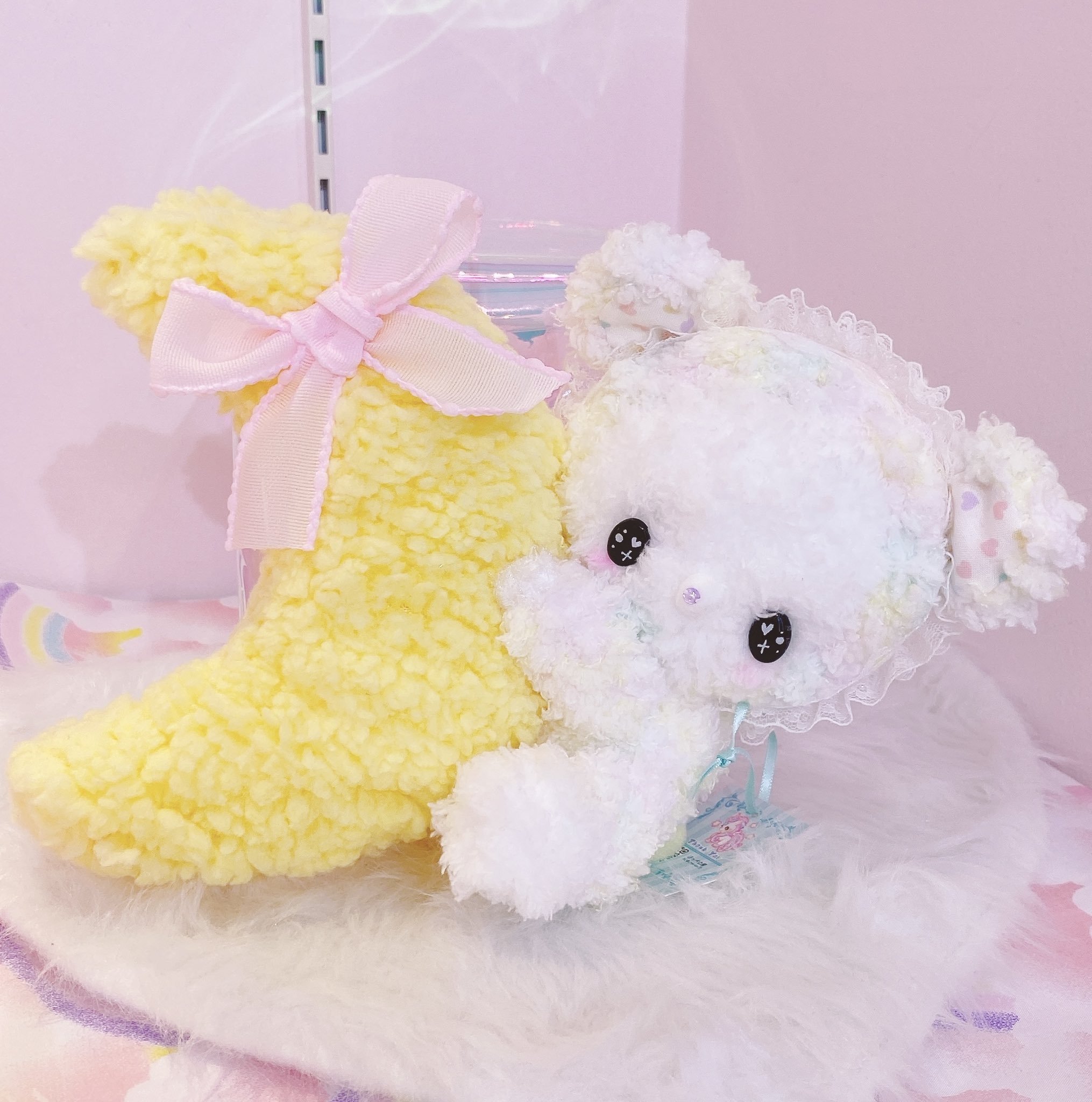 くまちゃんです☻ くまちゃんうさちゃんもこもこぬいぐるみBC付き - メルカリ
