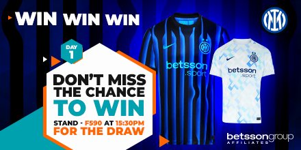 ⚽🔥 It’s Happening Today at SBC Lisbon!

Join us at Stand F590 for an exclusive giveaway of official Inter Milan jerseys! 🎁⚡

#SBCLisbon #BetssonGroup #BetssonGroupAffiliates #MarcoMaterazzi #Networking #WinBig #InterMilan #LisbonEvents #SBCprizes