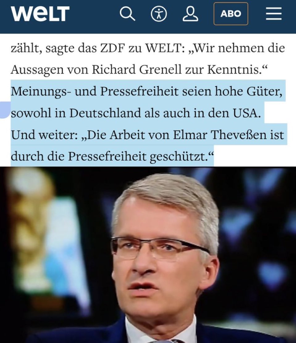 Ich stimme als absoluter Verfechter der Presse- und Meinungsfreiheit mit dem ZDF überein, dass Theveßens oder Hayalis “Experten”- Meinung von selbiger geschützt ist und eben für den Beitrag und die Qualität des ZDFs als Informationsmedium zu einer öffentlichen Diskussion steht.