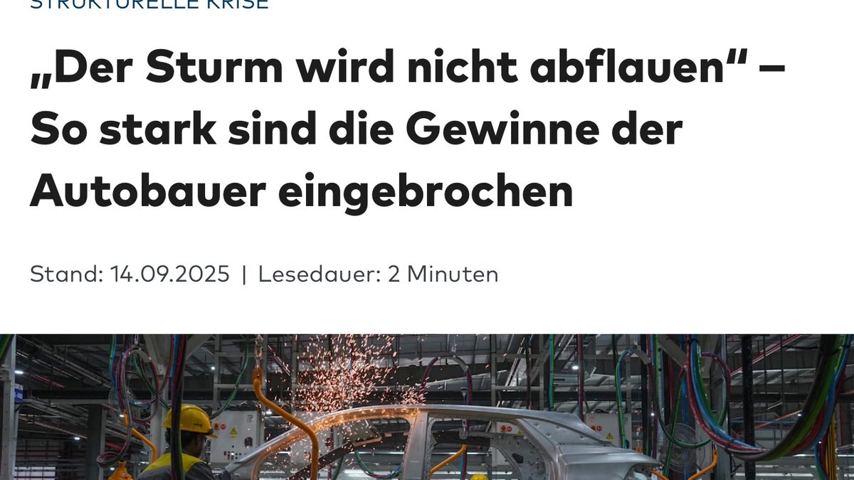 Die #Autoindustrie taumelt: Gewinneinbruch, schwache #E-Auto-Nachfrage, ruinöser Wettbewerb. Doch #Politik erzwingt weiter den Umstieg mit #Subventionen &amp; Verboten. Statt Staatsdirigismus braucht es #Marktwirtschaft – nur so bleibt die Branche innovativ &amp; überlebensfähig.