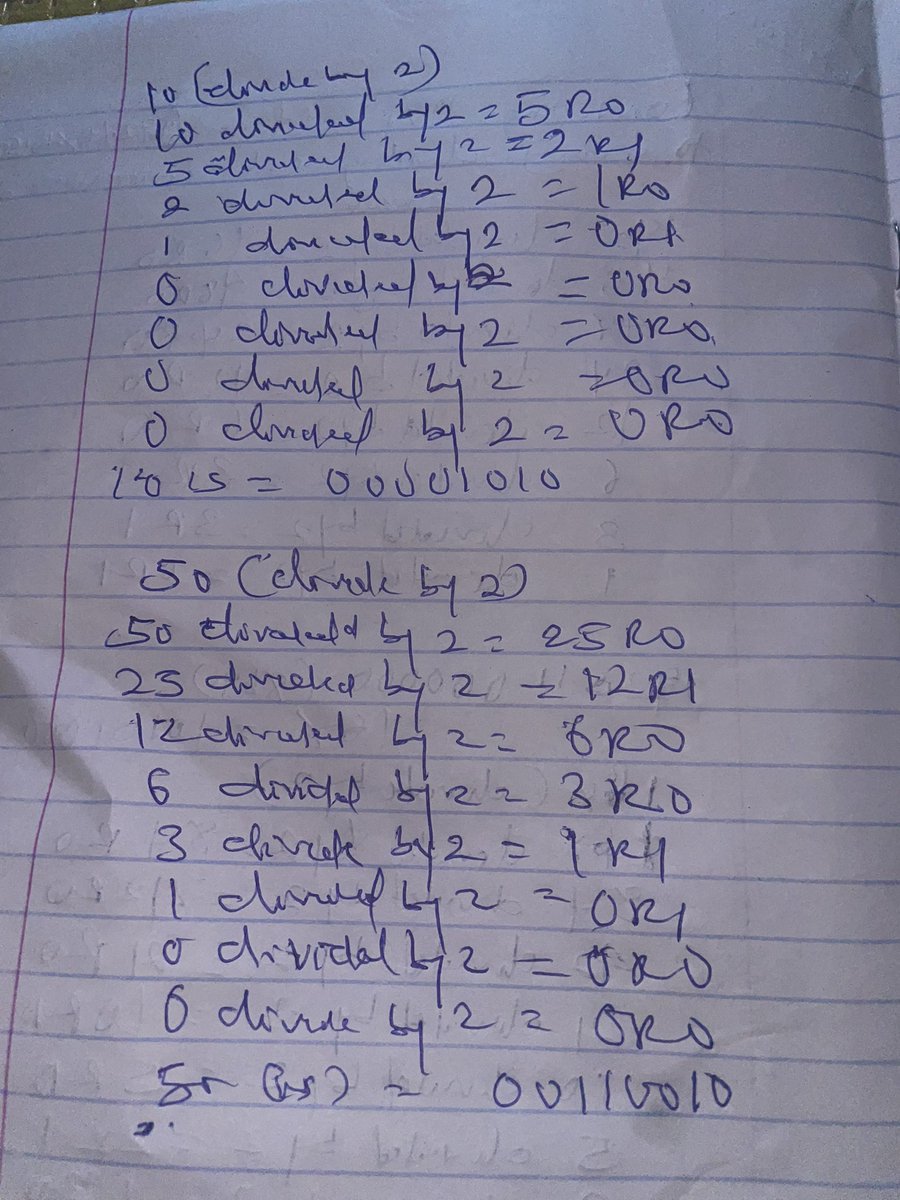 ThreatHunter76's tweet image. Converting IPv4 address (192.168.10.50)  to binary, you will have to divide each octet by 2, indicate the remaining values, and then you can read the result binary digits from the bottom up to form the 8-bit binary equivalent.
#cybersecurity #ipaddress #binary