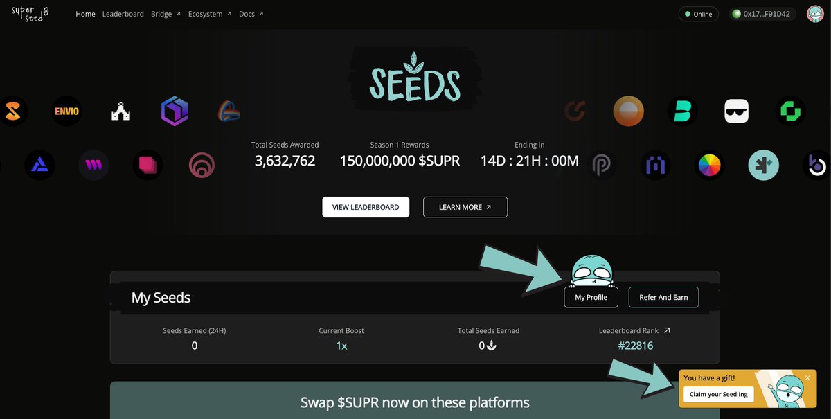 SuperseedRO's tweet photo. Știai că? Oricine își poate revendica propriul Seedling NFT de bază pe Superseed — este cadoul nostru pentru tine.

Tot ce trebuie să faci este să te conectezi la Seeds și să revendici, pentru a-l putea minta la finalul Sezonului 1.

Dacă vrei să îl evoluezi cu trăsături mai rare înainte de mint, va trebui să fii activ onchain 🌱