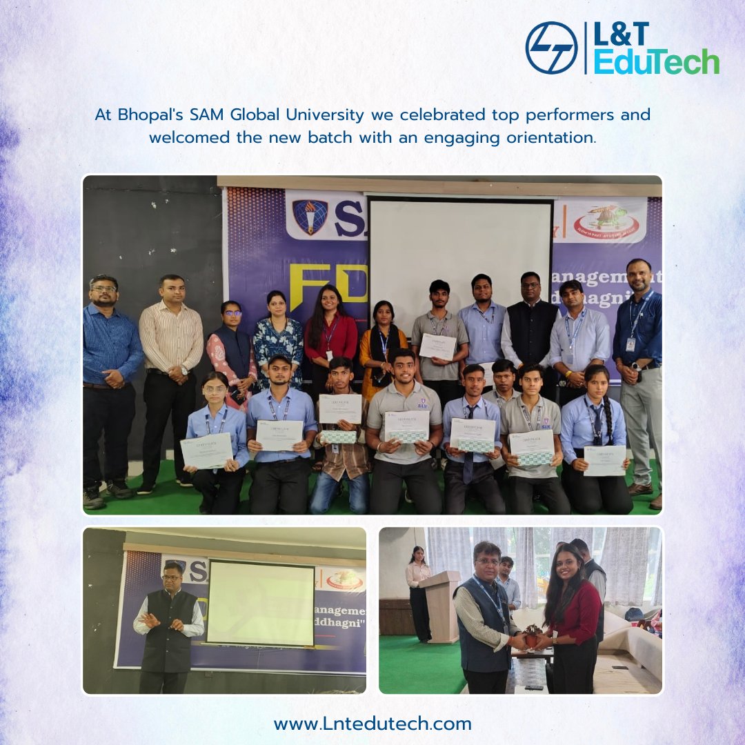lntedutech's tweet image. L&amp;amp;T EduTech kickstarted journeys at Karpagam with 700+ freshers and celebrated top performers at SAM Global Univ. From insights to felicitation, shaping #futureready talent begins! #LnTEduTech #CampusToCareer #CareerKickstart