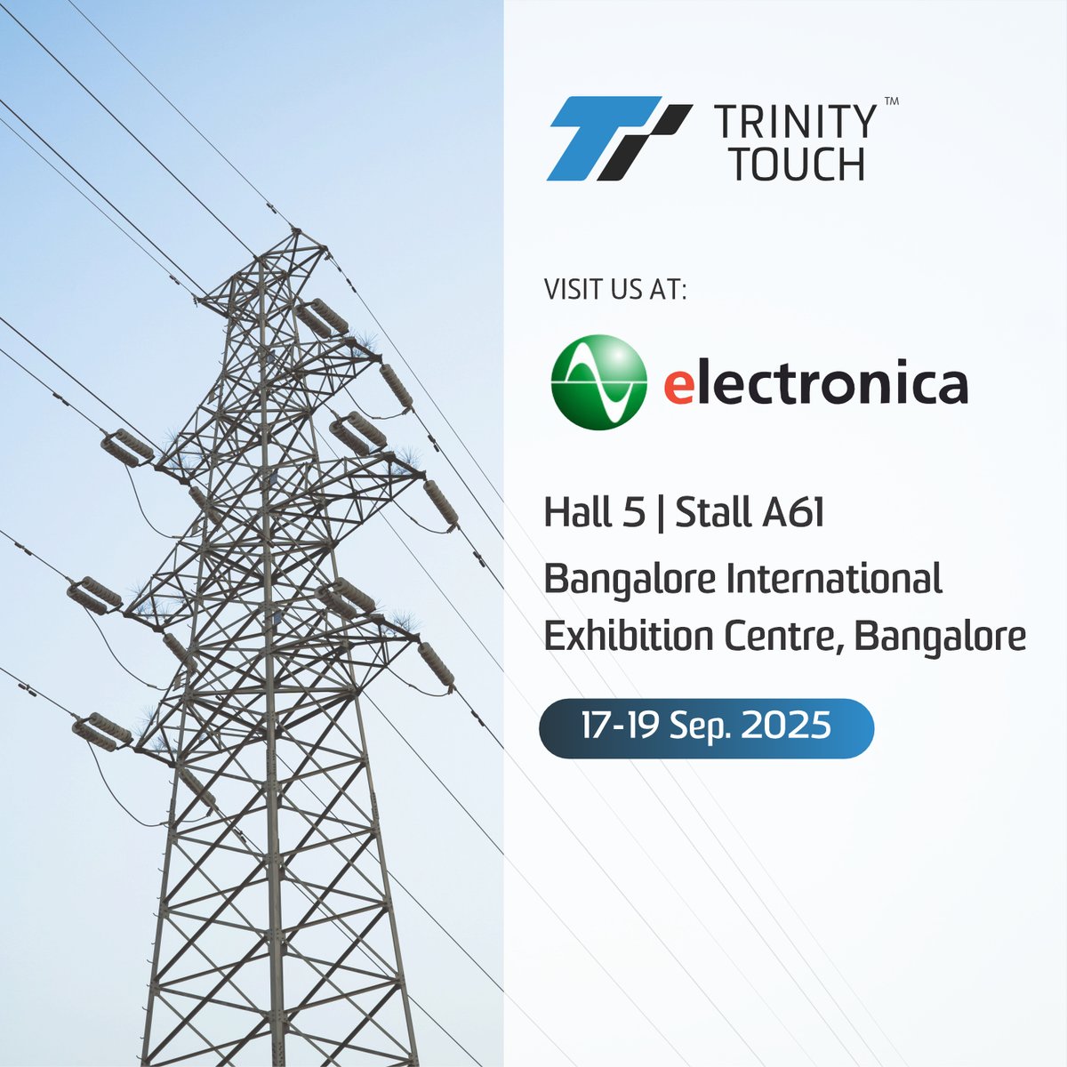 TrinityTouch's tweet image. ⚡ See you tomorrow at #ElectronicaIndia2025 ⚡

Team #TrinityTouch is ready to showcase our latest Electrical &amp;amp; Electronic Solutions.

📍 Hall 5 | Stall A61
📅 17–19 Sept | #BIEC, Bangalore
Don’t miss it — let’s connect tomorrow! 🌍💡
#ElectronicaIndia #FutureReady #MakeInIndia