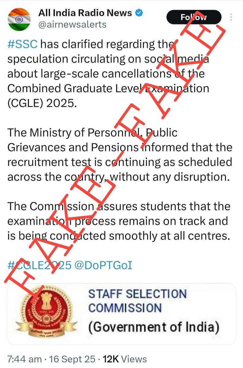<a href="/PIB_India/">PIB India</a> &amp; <a href="/airnewsalerts/">All India Radio News</a> Shame on you.  #SSCCGL2025 #chairman_resign_do