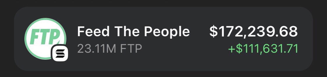 Engaged $FTP at $121k Mcap now at $7.4m Mcap,  61x made in my private TG