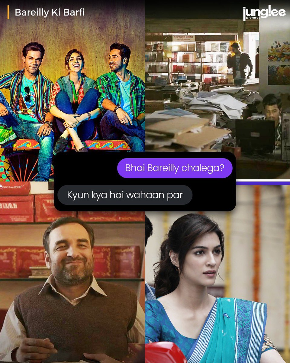 JungleePictures's tweet image. Bareilly has our ❤️ 

@ayushmannk @RajkummarRao @kritisanon #PankajTripathi 

#JungleePictures #BareillyKiBarfi